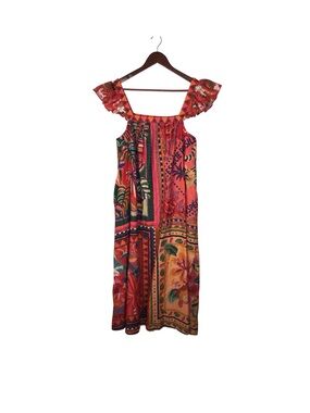 multicolor latin trip scarves organic cotton midi dress FARM Rio | Dresses | Farm Rio Multicolor Latin Trip Scarves Organic Cotton  Midi Dress Size Xl New